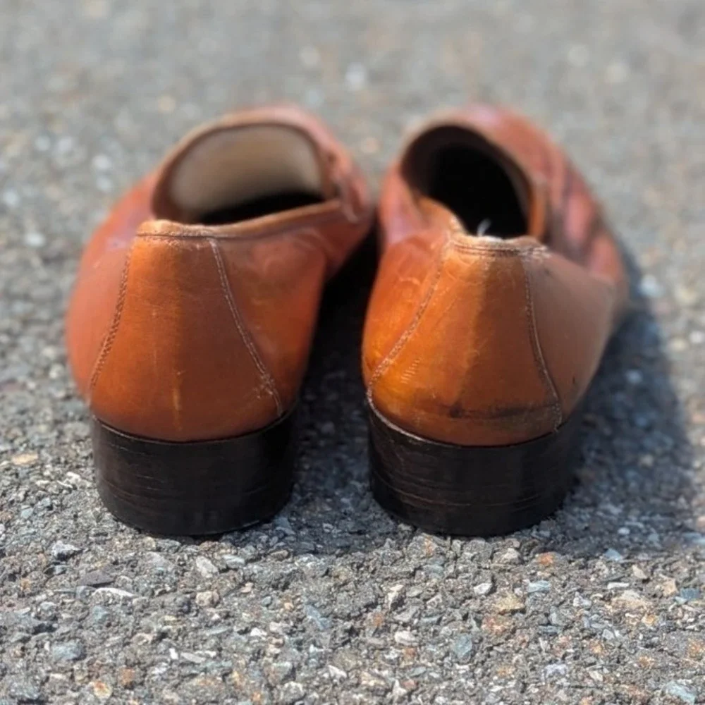Vintage Gucci Horsebit Loafers Brown Leather GG Made in Italy EU 43 M